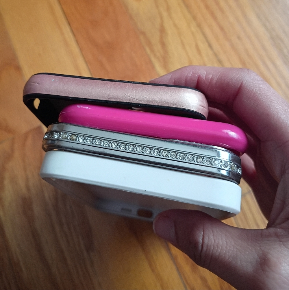 iPhone 11 Pro Max Pink Glitter Checkered Jewelled Clear Card Pocket Case Lot - Picture 10 of 11